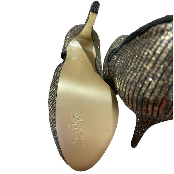 Charles by Charles and David Womens Leather Sequined Platform Pump Size 6.5 Gold - Picture 6 of 6